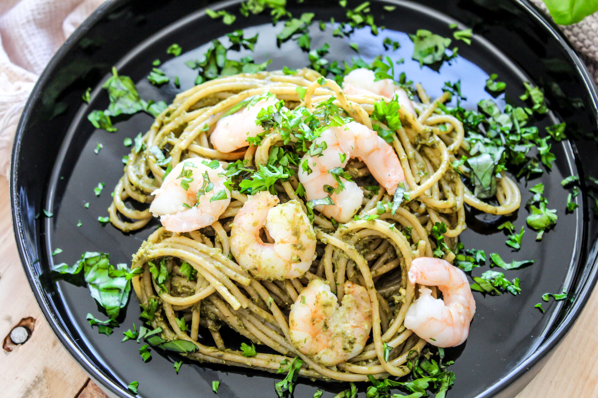 Spaghetti Pesto mit Garnelen Alexkitchenlove